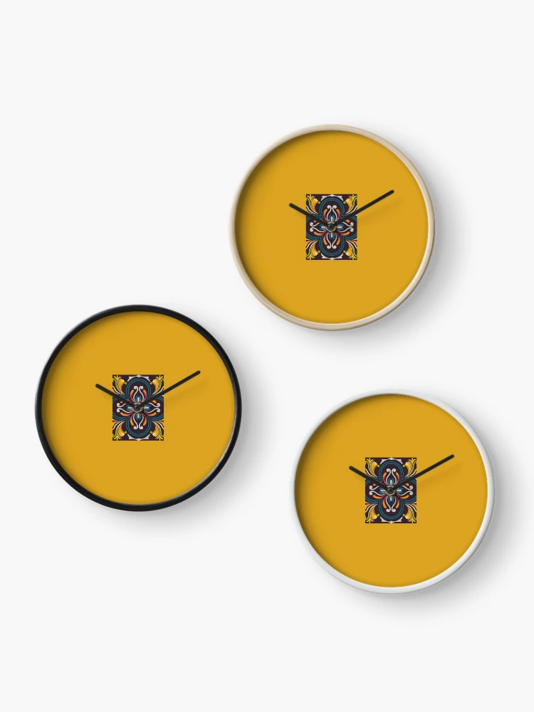 Thumbnail 3 of 4, Clock, Colorful Tradition pattern designed and sold by poodlehouse.