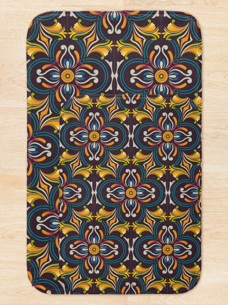 Thumbnail 5 of 6, Bath Mat, Colorful Tradition pattern designed and sold by poodlehouse.