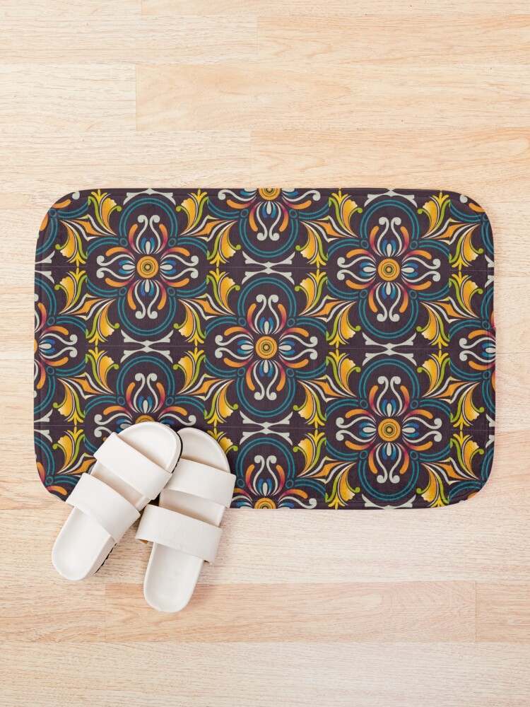 Thumbnail 1 of 6, Bath Mat, Colorful Tradition pattern designed and sold by poodlehouse.