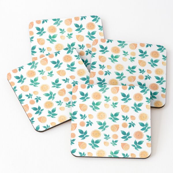 Item preview, Yellow Lemon Fruit Leaves White Pattern designed and sold by InovArtS.