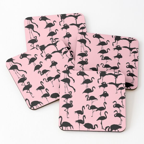 Item preview, Black flamingos pattern seamless on Pink #ffc0cb designed and sold by Artsy Boulevard.