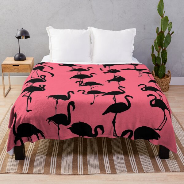 Item preview, Black flamingos pattern seamless on Dark Pink #ff6781 designed and sold by Artsy Boulevard.