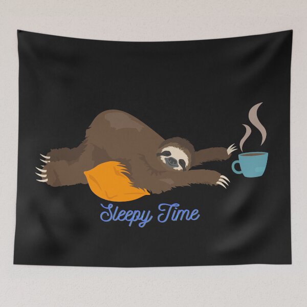 Item preview, Sleepytime sloth with cup of tea/coffee designed and sold by CaitU.