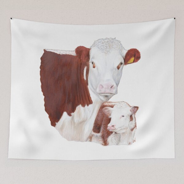 Item preview, Hereford Cow with Calf Painting designed and sold by SandraWarmerdam.