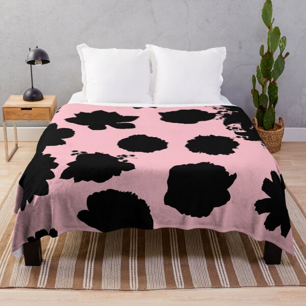 Item preview, Black Flowers pattern seamless on Pink #ffc0cb designed and sold by Artsy Boulevard.