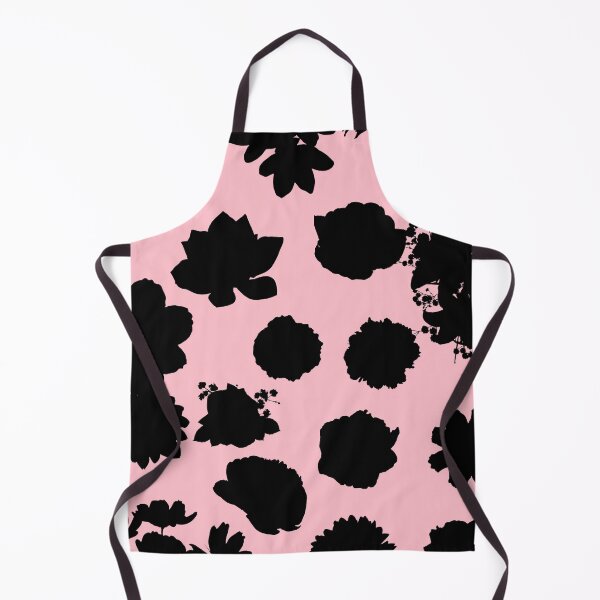 Item preview, Black Flowers pattern seamless on Pink #ffc0cb designed and sold by Artsy Boulevard.
