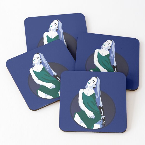Item preview, Lady in a Dress with Prosthetic Arm | Avery - Turquoise & Blue designed and sold by ladyfacecreates.