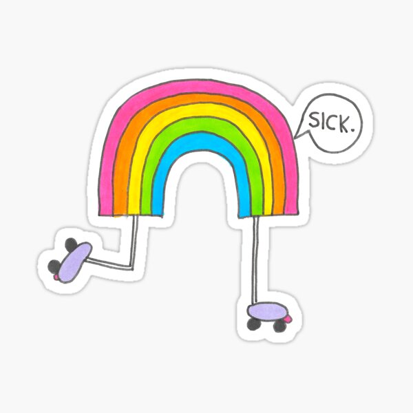 sick rainbow Sticker