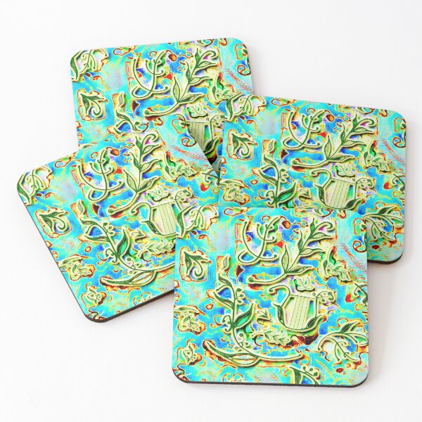 Item preview, laurels, green blue, highlighted pattern, delicate spring designed and sold by Maria Mihailova.