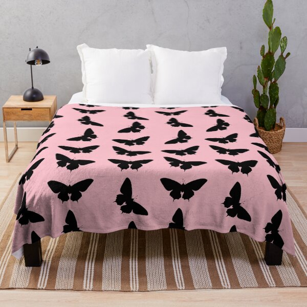 Item preview, Black butterfly seamless pattern on Pink #ffc0cb designed and sold by Artsy Boulevard.