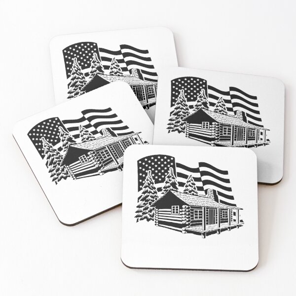 Item preview, Log Cabin Waving American Flag Gift designed and sold by fungear.