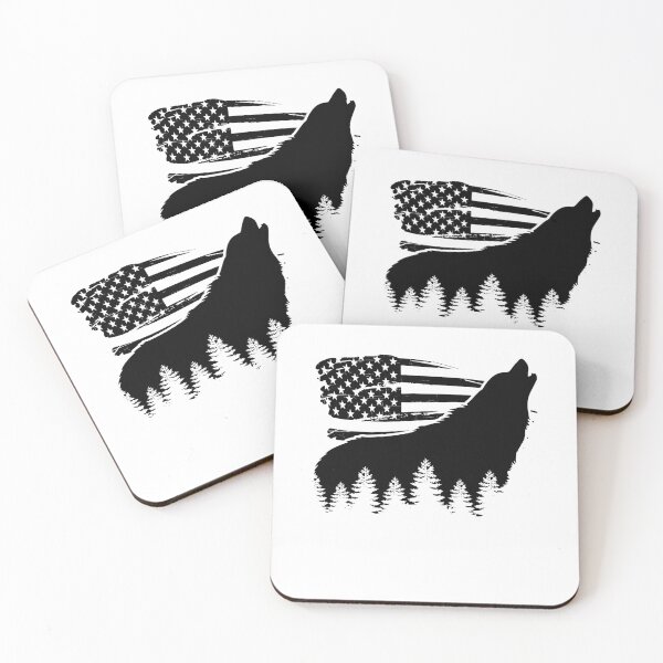 Item preview, Wolf Howling Forest Cutout American FlagGift designed and sold by fungear.