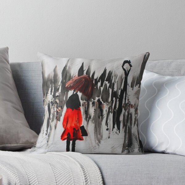 Item preview, Girl In The Red Raincoat Urban Cityscape Contemporary Acrylic Painting designed and sold by JamesPeart.