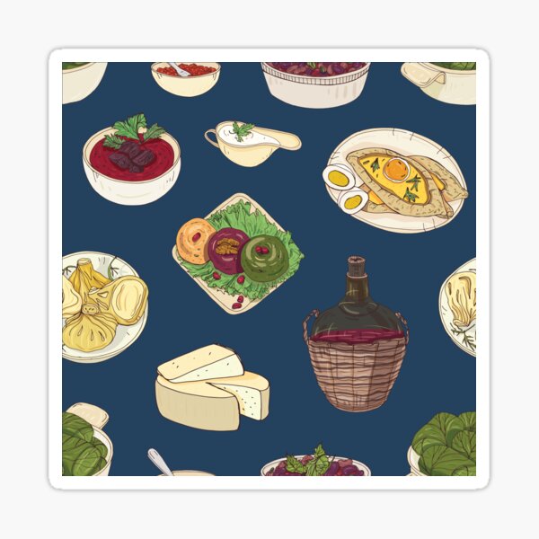 Item preview, Assorted Georgian Food Pattern designed and sold by Alicia Chee.