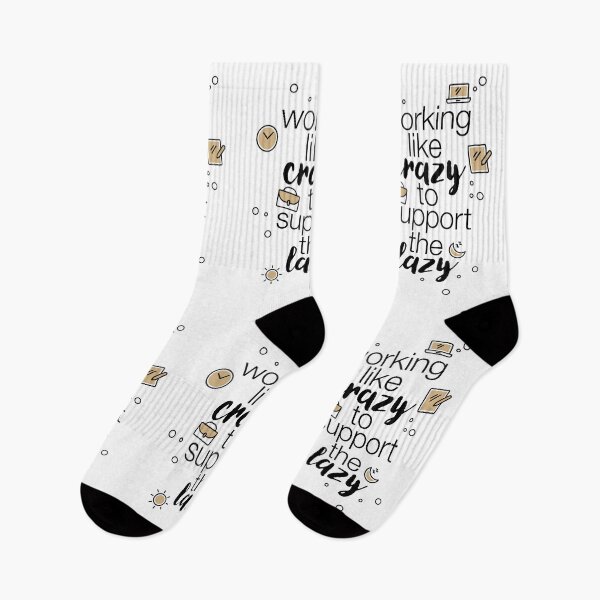 Item preview, "Working like crazy to support the lazy" statement with iconic illustrations designed and sold by TrueType.