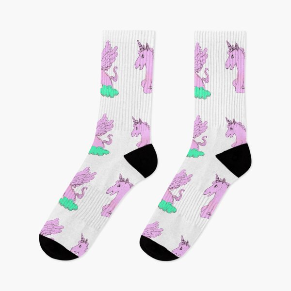 Item preview, Pink Unicorn Horse Popping Up From A Cloud (Original Drawing by ACCI) designed and sold by VanyssaGraphics.