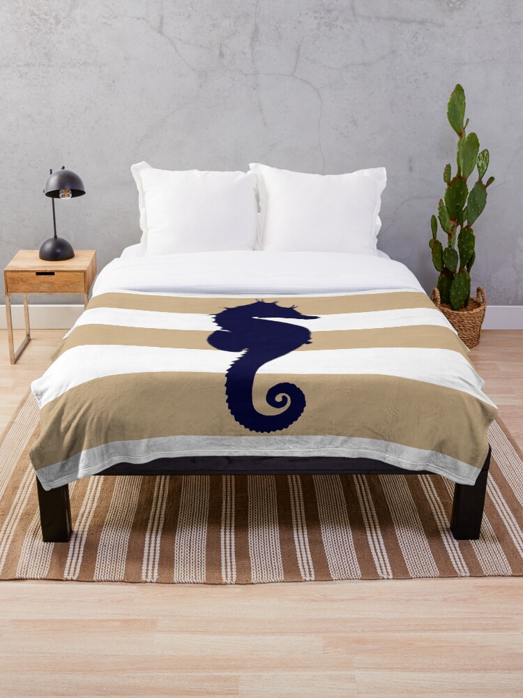 Navy and discount tan throw blanket