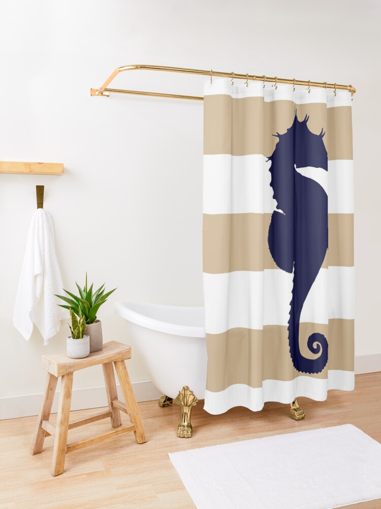 Navy and best sale tan shower curtain