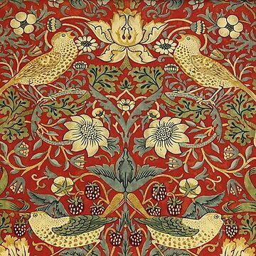 Artwork thumbnail, William Morris birds floral,red by Vivanne-art