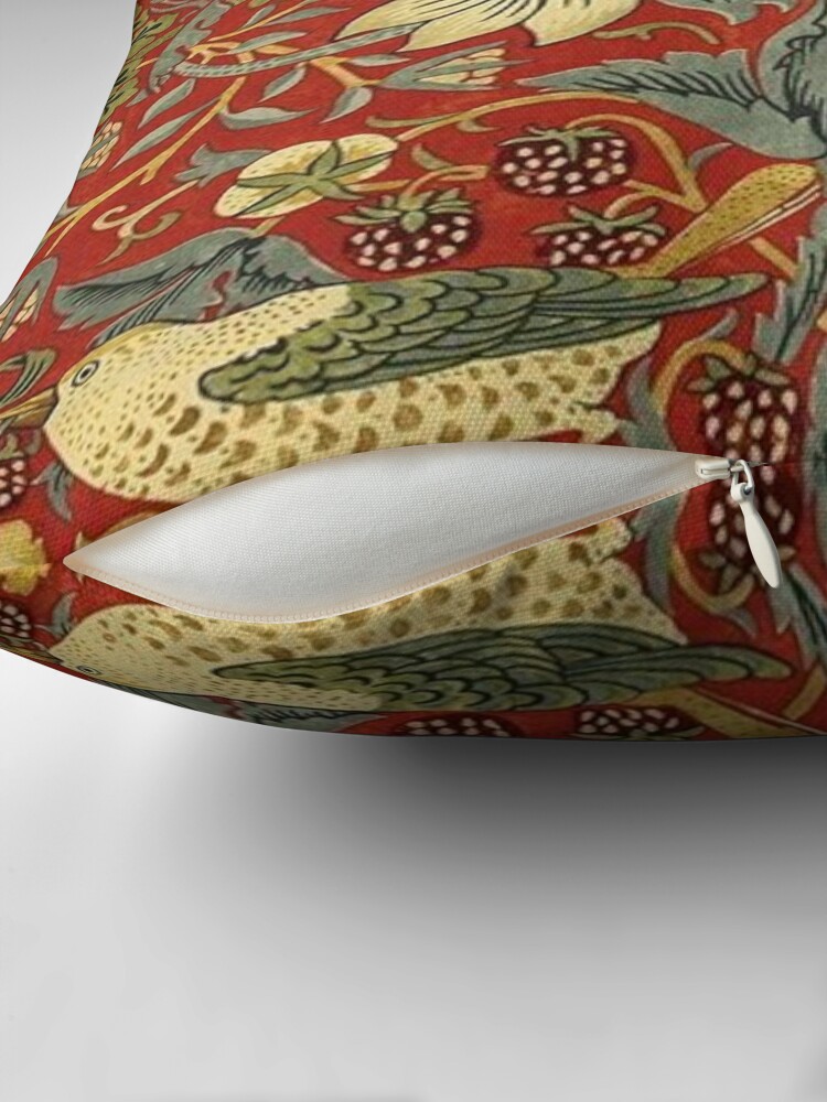 Thumbnail 2 of 4, Pillow, William Morris birds floral,red designed and sold by Vivanne-art.