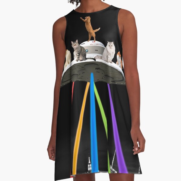 CAT INVADERS A-Line Dress
