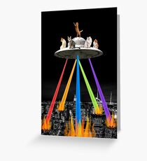 CAT INVADERS Greeting Card