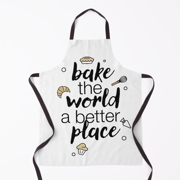 Item preview, "Bake the world a better place" statement with iconic illustrations designed and sold by TrueType.