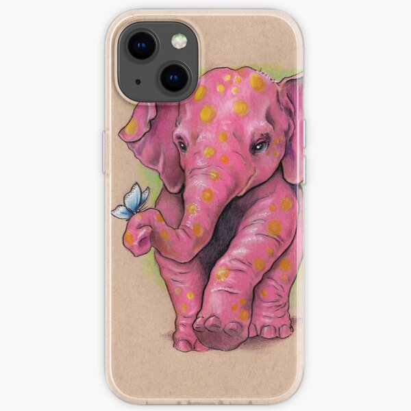 Pink Elephant (with golden spots) iPhone Soft Case