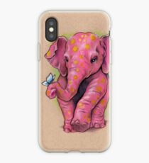 Vinilo o funda para iPhone Elefante rosado (con manchas doradas)