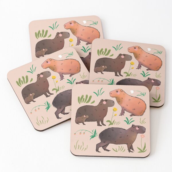 Item preview, Capybara - Cute Green and Brown Animal Illustration Pattern  designed and sold by TheRainbowRoom.
