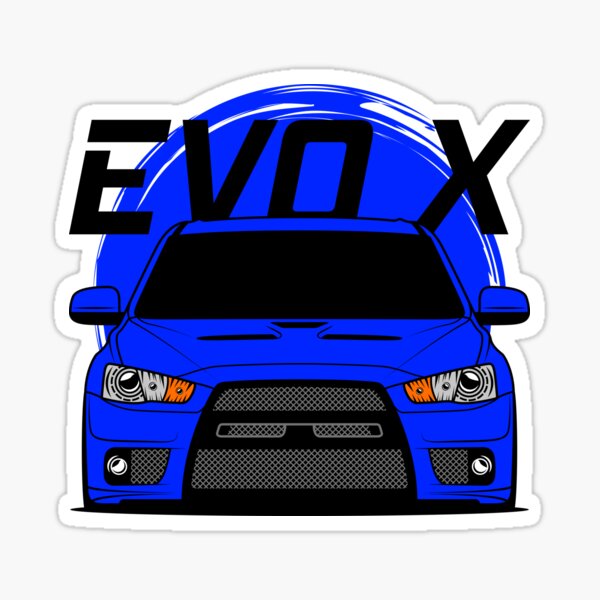 "Blue EVO X" Sticker for Sale by goldentuners Redbubble