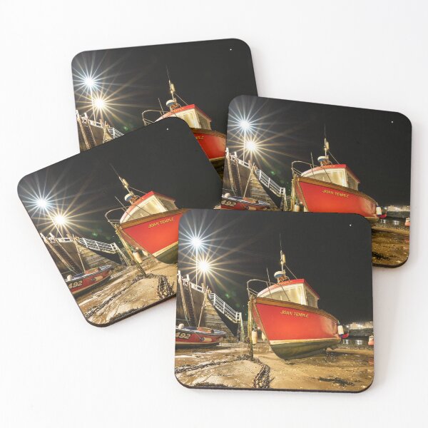 Item preview, Broadstairs Harbour, Viking Bay, and The Joan Temple fishing boat at night designed and sold by rogerstanger.
