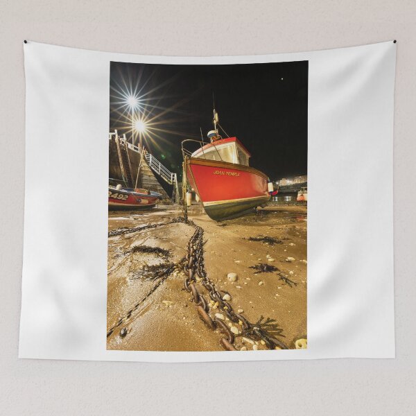 Item preview, Broadstairs Harbour, Viking Bay, and The Joan Temple fishing boat at night designed and sold by rogerstanger.