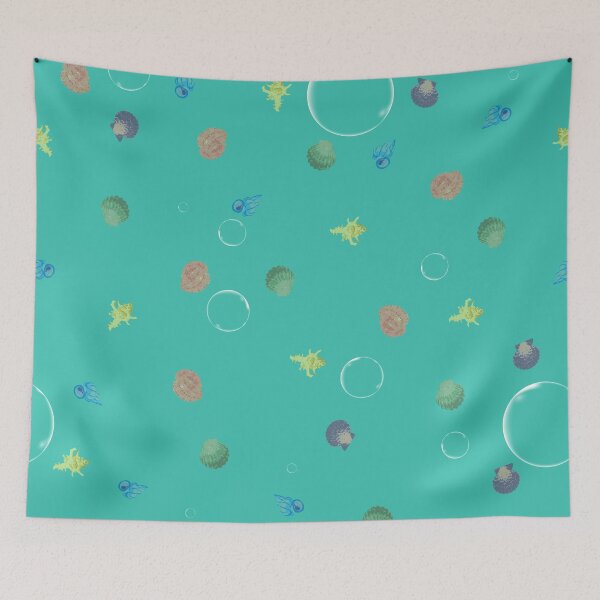 Item preview, Shells and water bubbles pattern in turquoise designed and sold by Breurs.