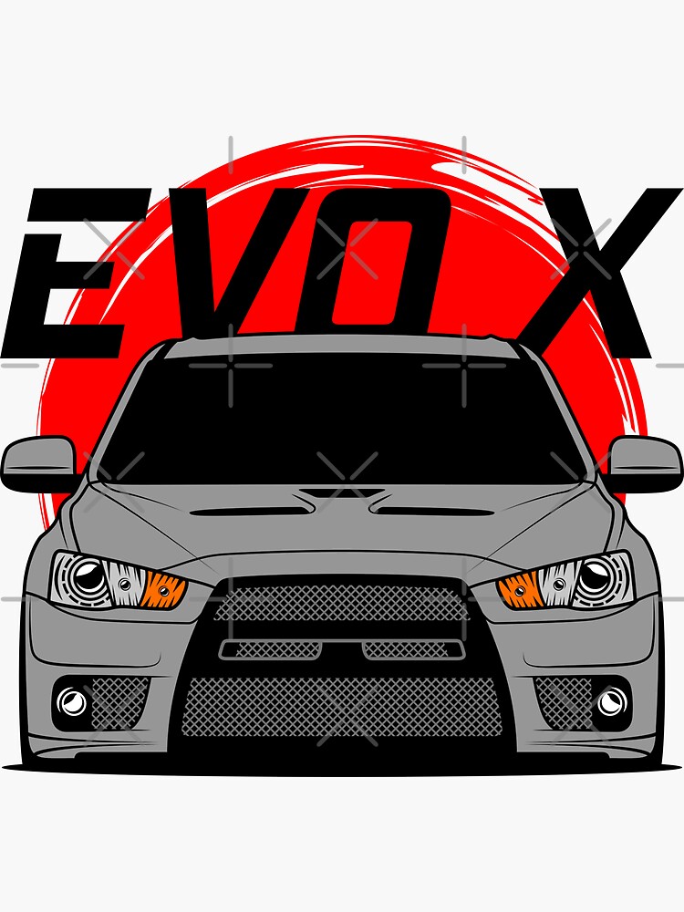 "Silver EVO X" Sticker for Sale by goldentuners Redbubble