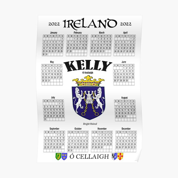Irish Calendar 2022 - Ireland Kelly Family Poster