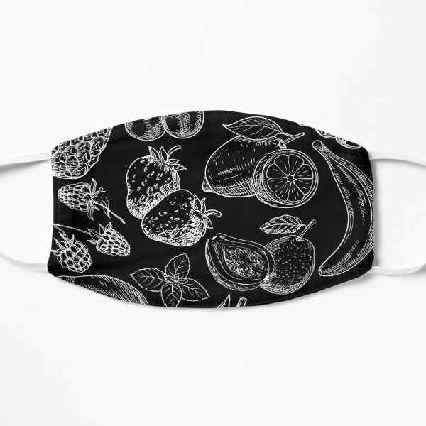 Fruit minimalist black and white Flat Mask