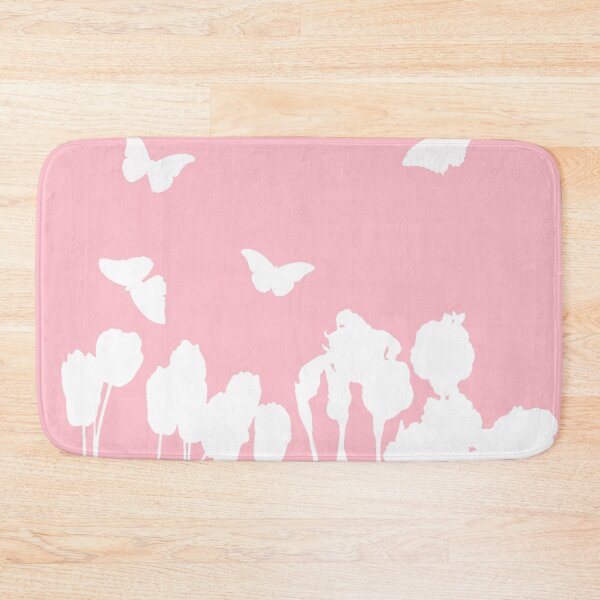 Item preview, White flowers and Butterflies pattern on pink #ffc0cb designed and sold by Artsy Boulevard.