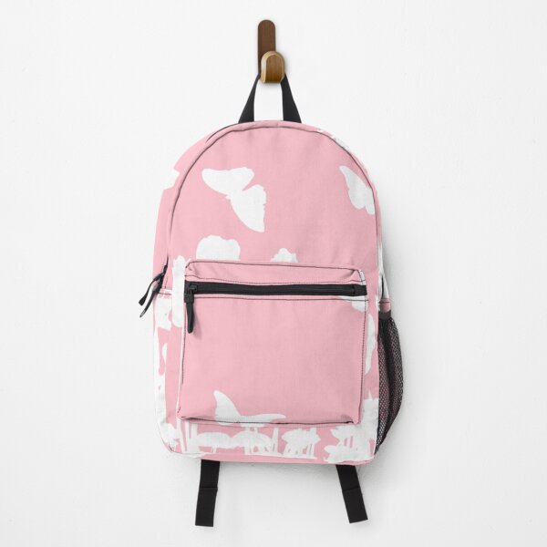 Item preview, White flowers and Butterflies pattern on pink #ffc0cb designed and sold by Artsy Boulevard.