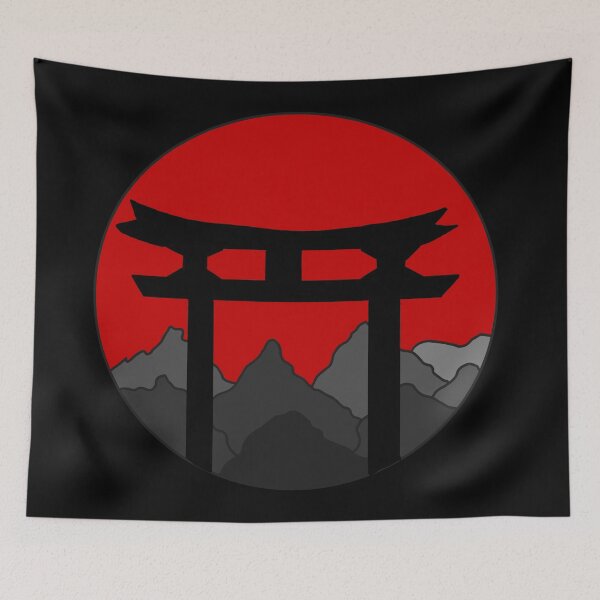 Item preview, traditional japanese shrine gate with red moon designed and sold by ploin.