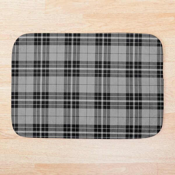 Aperçu de l'œuvre Tissu Sergé Plaid Tartan Argent Gris Noir Blanc créée et vendue par LoreliDesigns.