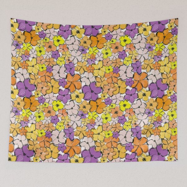 Item preview, Retro vibes ditsy flower pattern designed and sold by SJAPhoto.