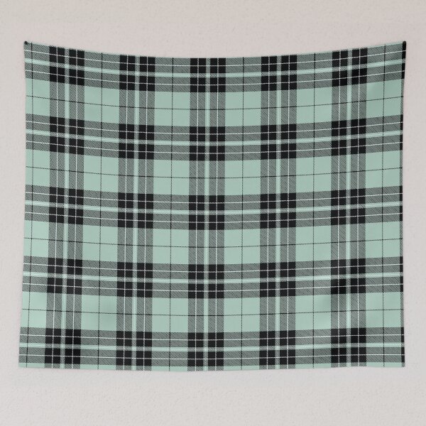 Artikelvorschau, Plaid Tartan Seafoam Aqua Schwarz Weiß Twill Stoff entworfen und verkauft von LoreliDesigns.