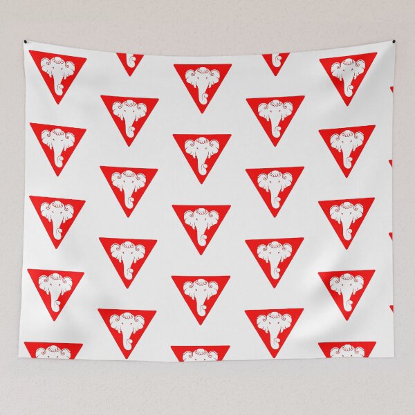 Item preview, Lanna White elephant on triangle red background designed and sold by CIMANN.