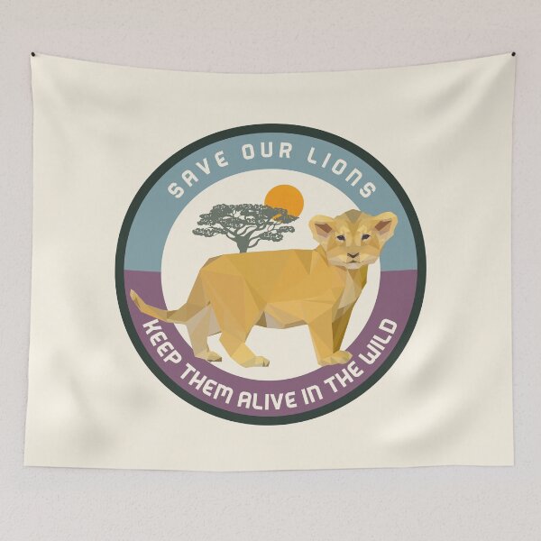 Item preview, save the lions - keep them alive in the wild - lion conservation designed and sold by foreco design.