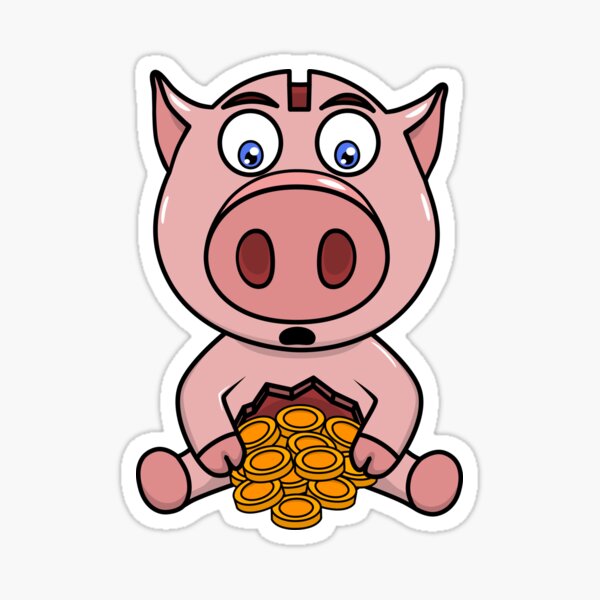 Item preview, Funny broken pig piggy bank with coins designed and sold by AlKap.