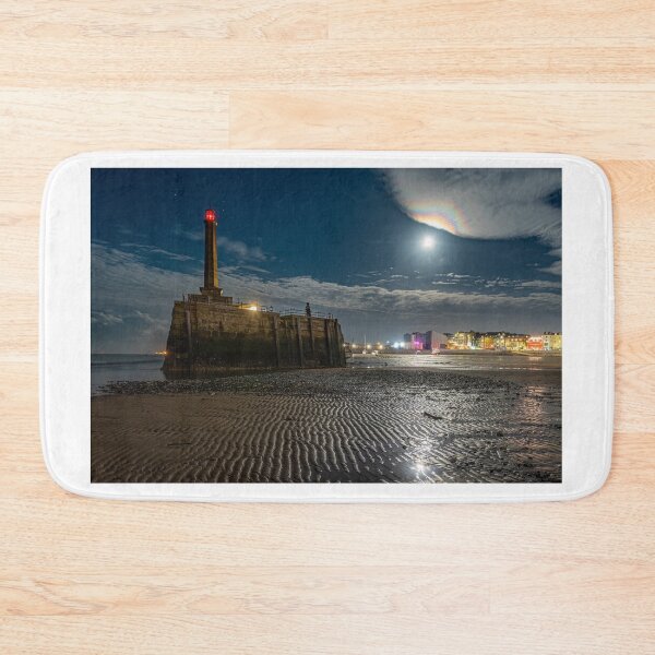 Item preview, Margate Harbour and Pier at night under moonlight, partial halo designed and sold by rogerstanger.