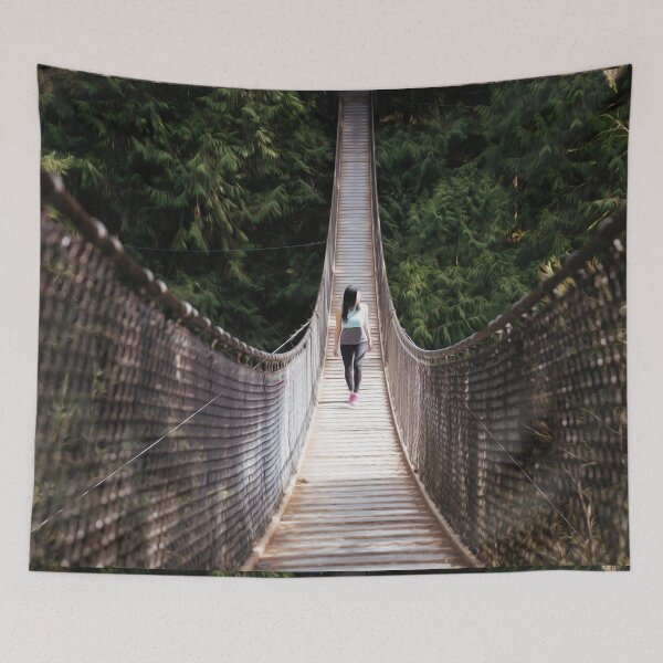 Item preview, Woman Bridge Hiking Walking Forest Trees designed and sold by DanielCarvalho2.