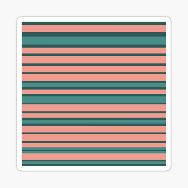 Living Coral Teal and light Teal striped homedecor Pegatina