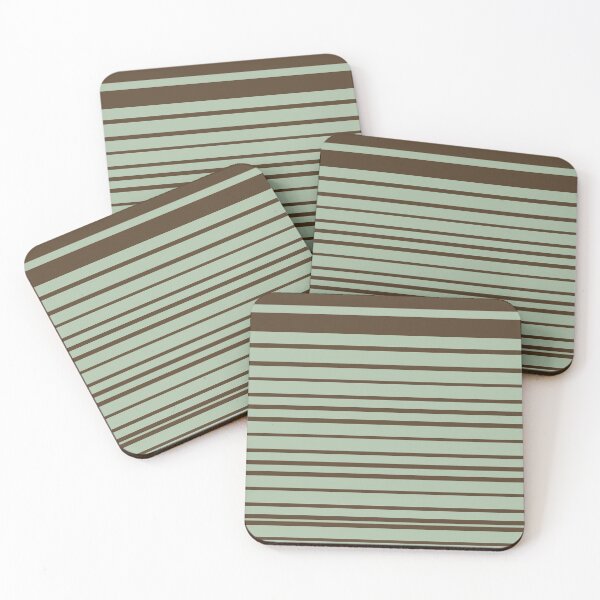 Item preview, Mint Green Brown Striped art homedecor designed and sold by BelettePatterns.